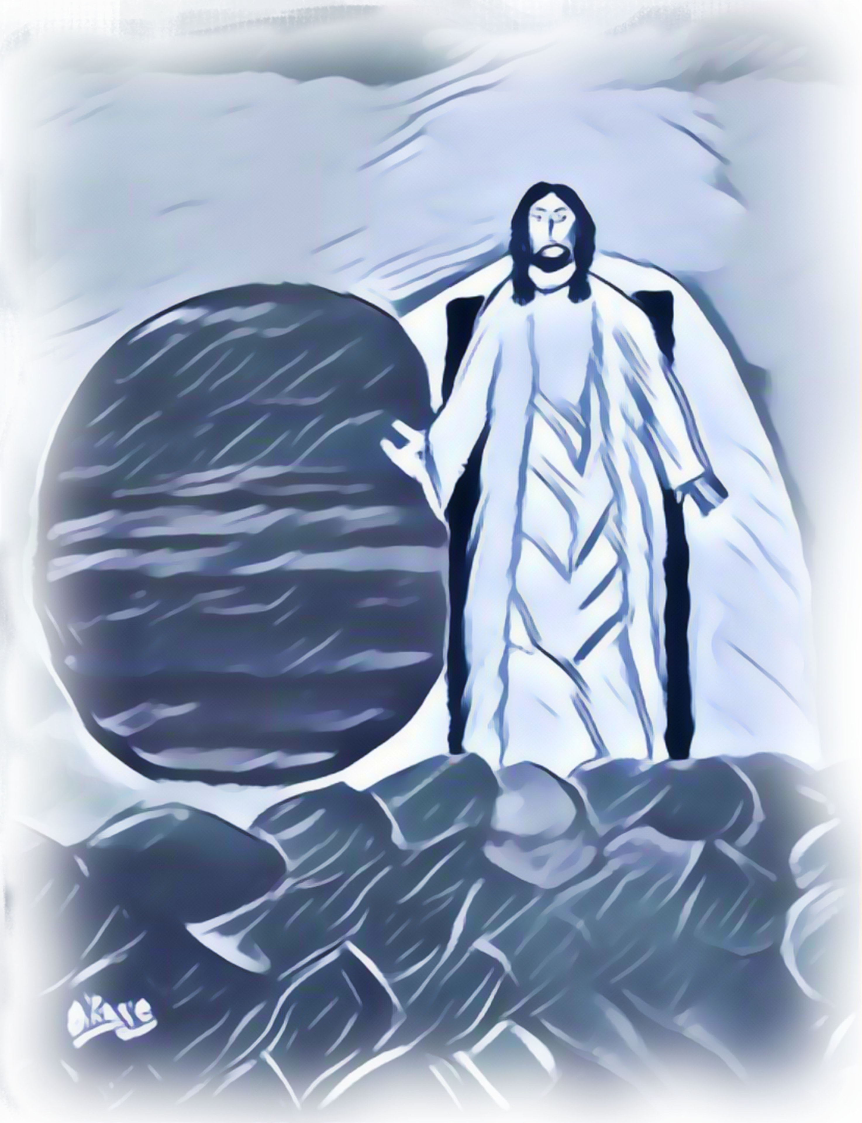 Jesus Standing on Rocks